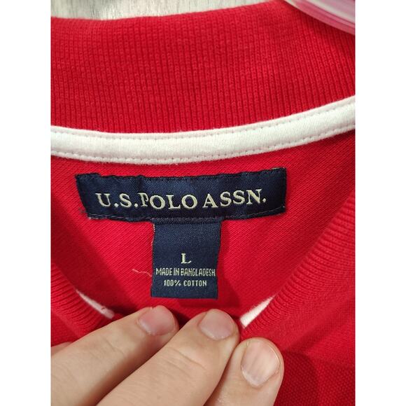 US Polo Assn Big Pony Logo Polo Shirt Size Size L Red Preppy Equestrian Casual - Picture 4 of 6